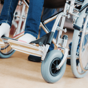 feet and bottom of manual wheelchair
