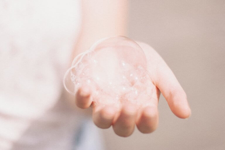 hand with bubbles